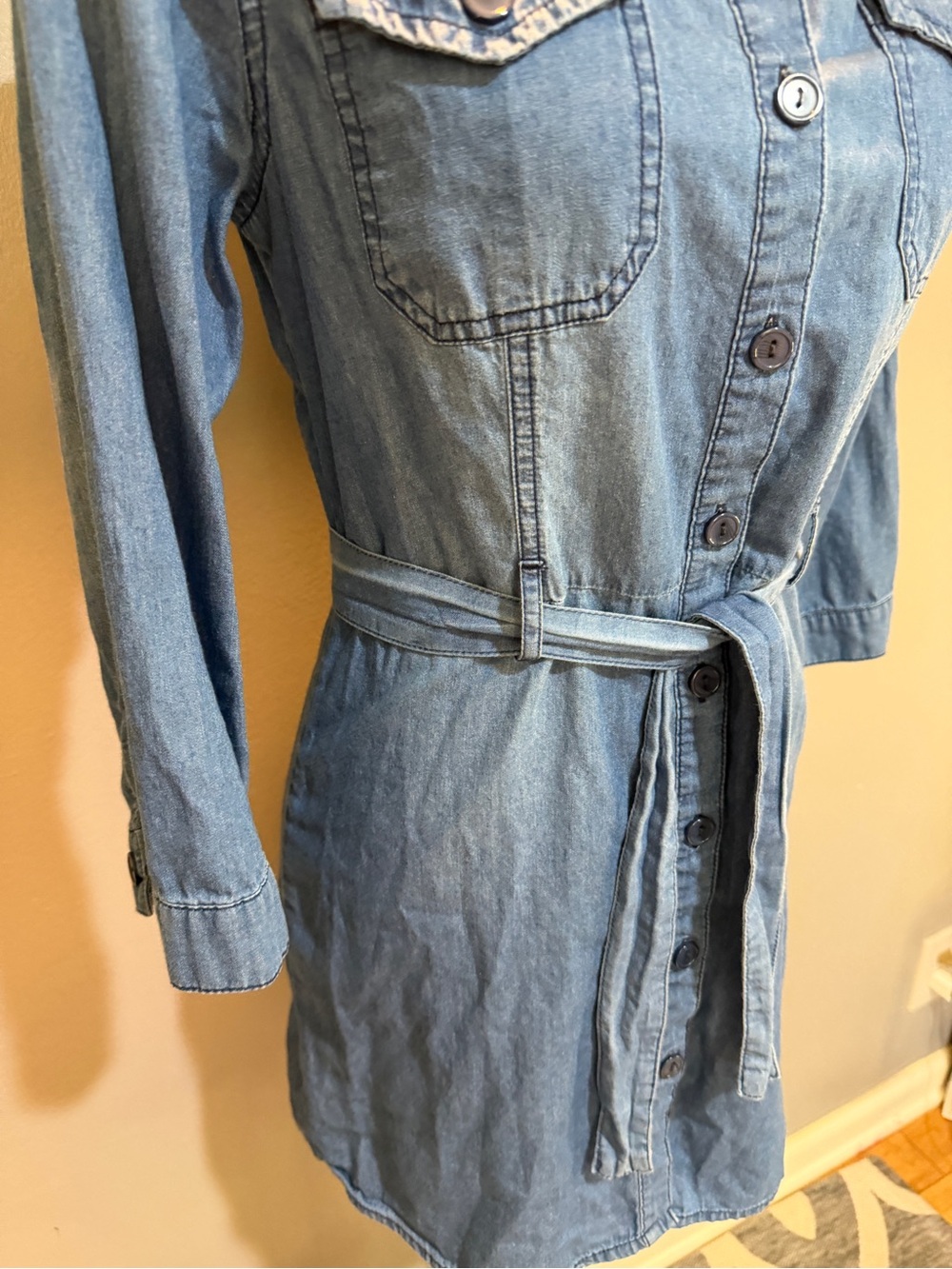CI SONO Denim Shirt Dress in Light Blue Wash Sz S - Picture 3 of 7